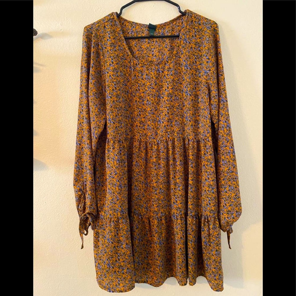 yellow floral long sleeve dress from wild fable